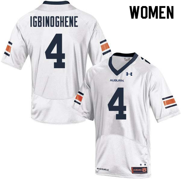 Women Auburn Tigers #4 Noah Igbinoghene College Football Jerseys Sale-White